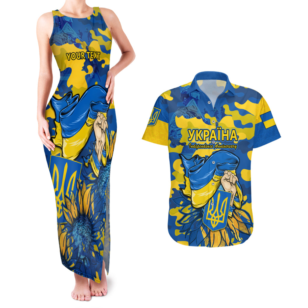 Personalised Ukraine Couples Matching Tank Maxi Dress And Hawaiian Shirt Glory To Ukraine 32nd Independence Anniversary LT9 - Wonder Print Shop