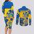 Ukraine Couples Matching Long Sleeve Bodycon Dress and Long Sleeve Button Shirts Ukrainian Coat of Arms and Folk Sunflower LT9 - Wonder Print Shop