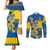 ukraine-couples-matching-mermaid-dress-and-long-sleeve-button-shirts-ukrainian-coat-of-arms-and-folk-sunflower