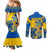 ukraine-couples-matching-mermaid-dress-and-long-sleeve-button-shirts-ukrainian-coat-of-arms-and-folk-sunflower