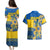 Ukraine Couples Matching Puletasi Dress and Hawaiian Shirt Ukrainian Coat of Arms and Folk Sunflower LT9 - Wonder Print Shop