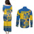 Ukraine Couples Matching Puletasi Dress and Long Sleeve Button Shirts Ukrainian Coat of Arms and Folk Sunflower LT9 - Wonder Print Shop