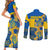 Ukraine Couples Matching Short Sleeve Bodycon Dress and Long Sleeve Button Shirts Ukrainian Coat of Arms and Folk Sunflower LT9 - Wonder Print Shop