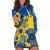 Ukraine Hoodie Dress Ukrainian Coat of Arms and Folk Sunflower - Wonder Print Shop