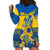 Ukraine Hoodie Dress Ukrainian Coat of Arms and Folk Sunflower - Wonder Print Shop