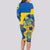 Ukraine Long Sleeve Bodycon Dress Ukrainian Coat of Arms and Folk Sunflower - Wonder Print Shop