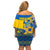 Ukraine Off Shoulder Short Dress Ukrainian Coat of Arms and Folk Sunflower - Wonder Print Shop