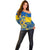 Ukraine Off Shoulder Sweater Ukrainian Coat of Arms and Folk Sunflower - Wonder Print Shop