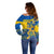 Ukraine Off Shoulder Sweater Ukrainian Coat of Arms and Folk Sunflower - Wonder Print Shop