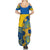 Ukraine Summer Maxi Dress Ukrainian Coat of Arms and Folk Sunflower - Wonder Print Shop