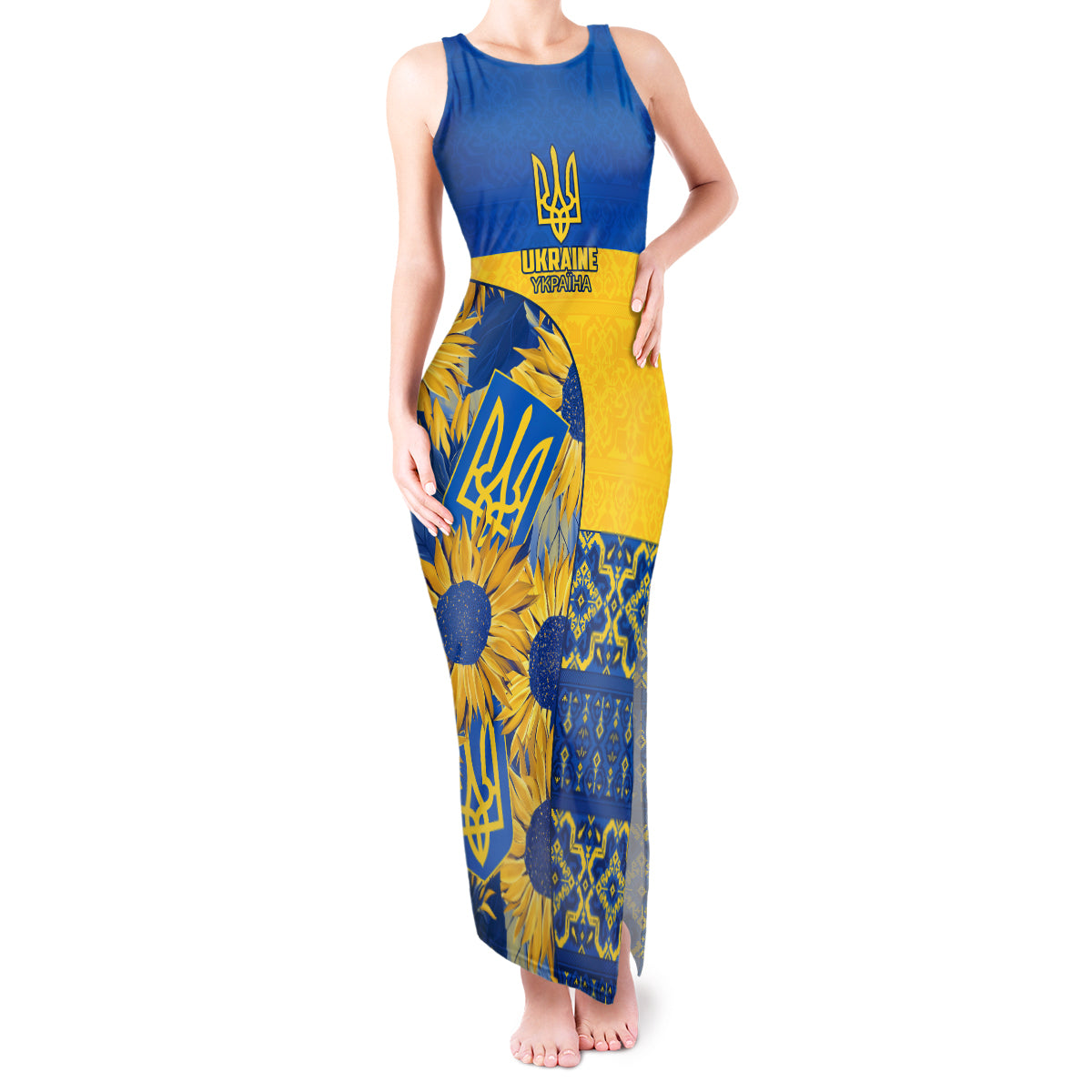 ukraine-tank-maxi-dress-ukrainian-coat-of-arms-and-folk-sunflower