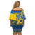 Personalised Ukraine Off Shoulder Short Dress Ukrainian Coat of Arms and Folk Sunflower - Wonder Print Shop