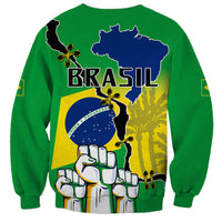 Green unisex sweatshirt with Brazil Independence Day back graphic, full sleeves