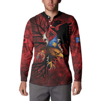Personalized Kosova Albanian Roots Button Sweatshirt Kosova Albanian Eagle Flag - Wonder Print Shop