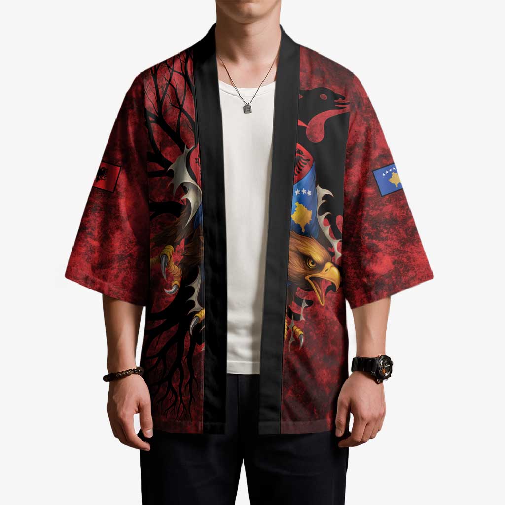 Personalized Kosova Albanian Roots Kimono Kosova Albanian Eagle Flag - Wonder Print Shop