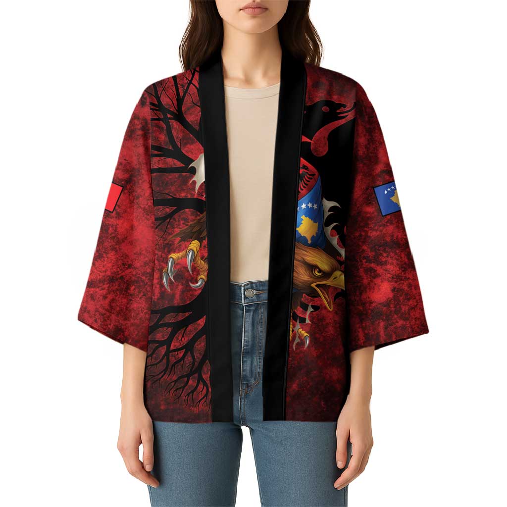 Personalized Kosova Albanian Roots Kimono Kosova Albanian Eagle Flag - Wonder Print Shop