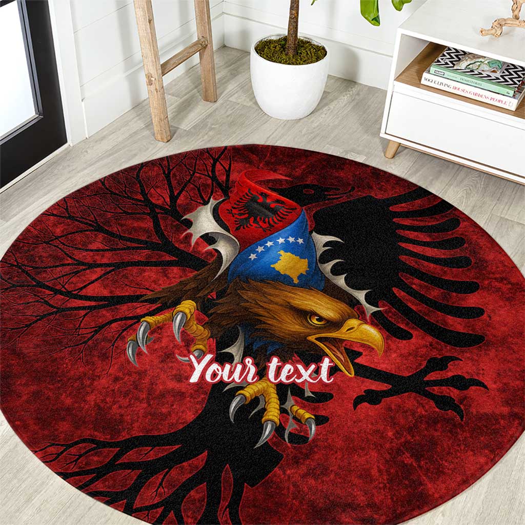 Personalized Kosova Albanian Roots Round Carpet Kosova Albanian Eagle Flag - Wonder Print Shop