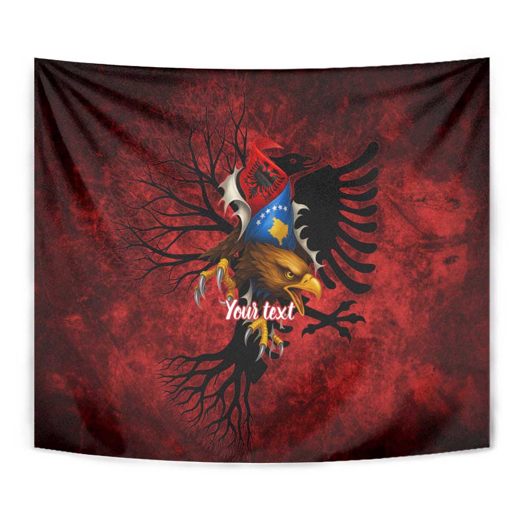 Personalized Kosova Albanian Roots Tapestry Kosova Albanian Eagle Flag - Wonder Print Shop