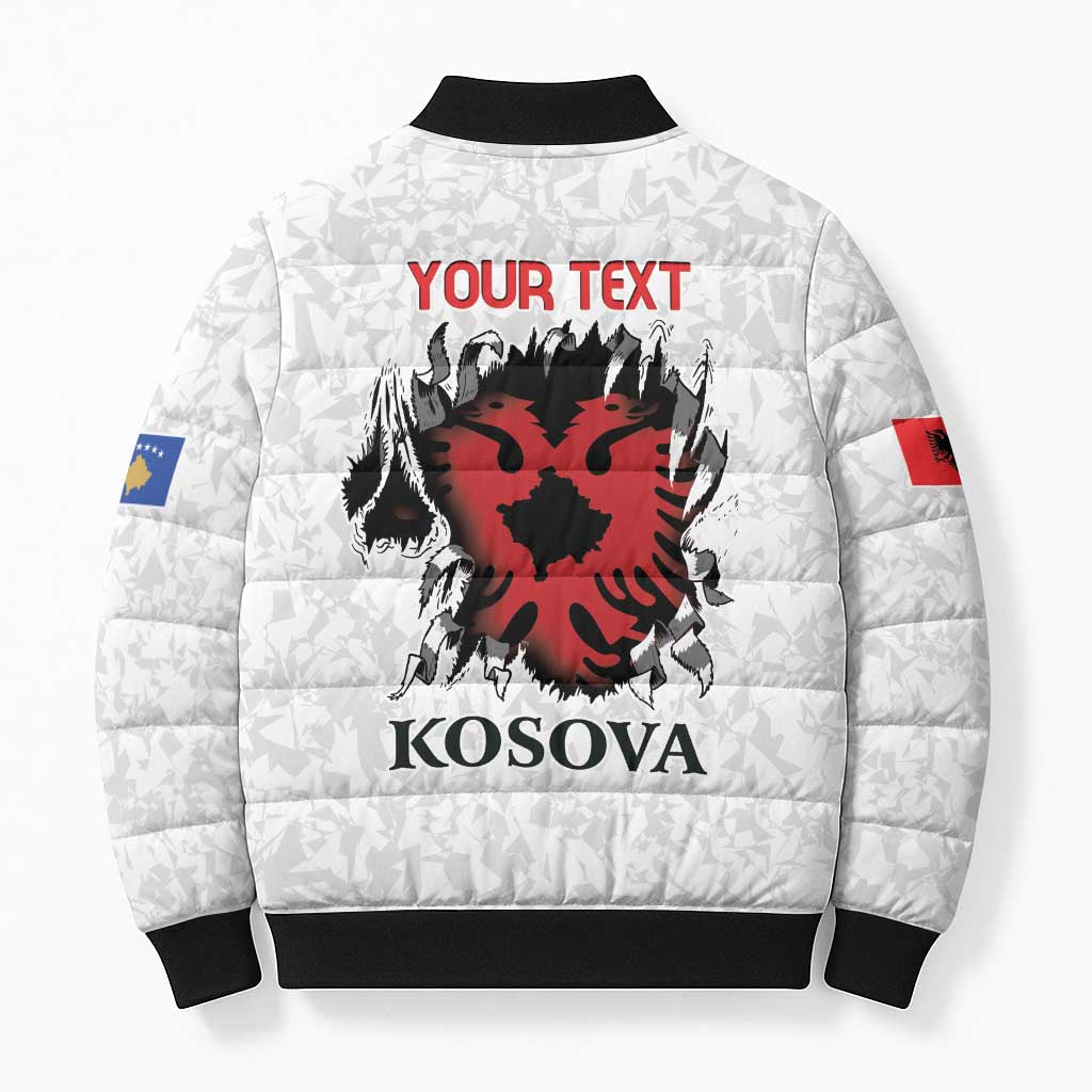 Personalized Kosova E Lire Bomber Puffer Jacket Kosova Albanian Flag - Wonder Print Shop