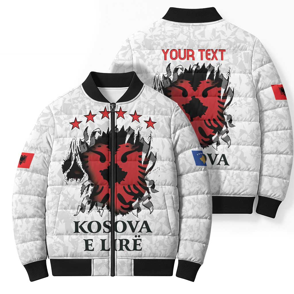 Personalized Kosova E Lire Bomber Puffer Jacket Kosova Albanian Flag - Wonder Print Shop