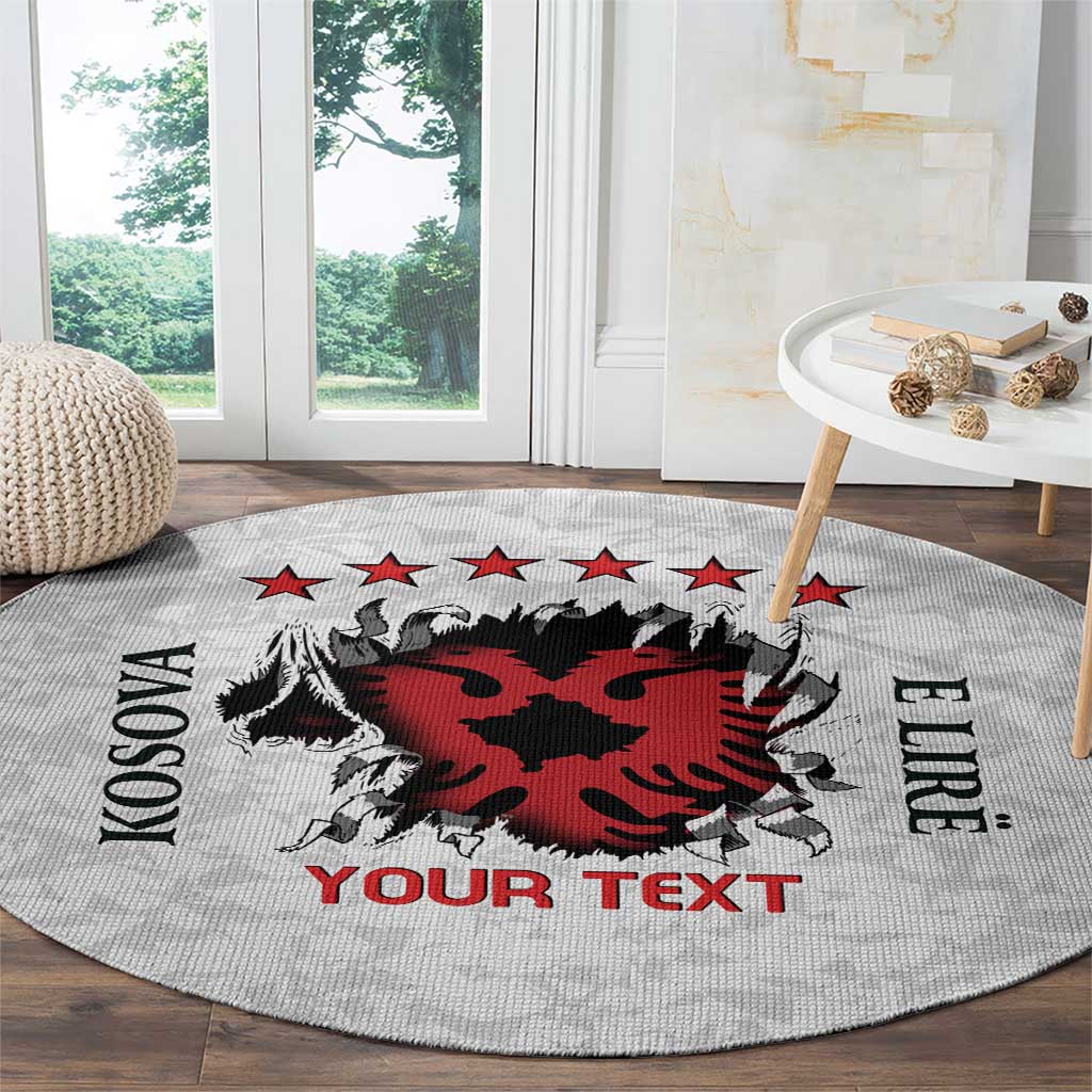 Personalized Kosova E Lire Round Carpet Kosova Albanian Flag - Wonder Print Shop