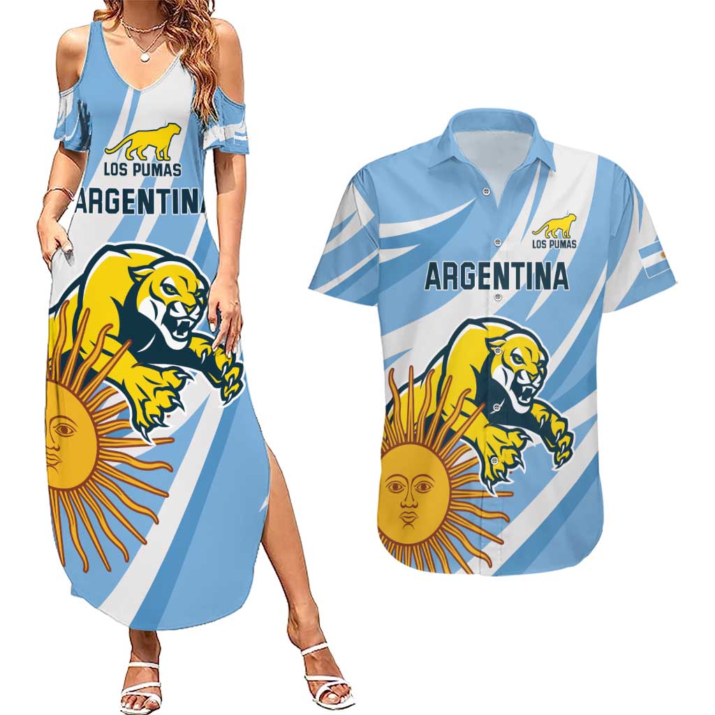 Custom Argentina Rugby Champion Couples Matching Summer Maxi Dress and Hawaiian Shirt Los Puma with Sporty Style LT9 - Wonder Print Shop