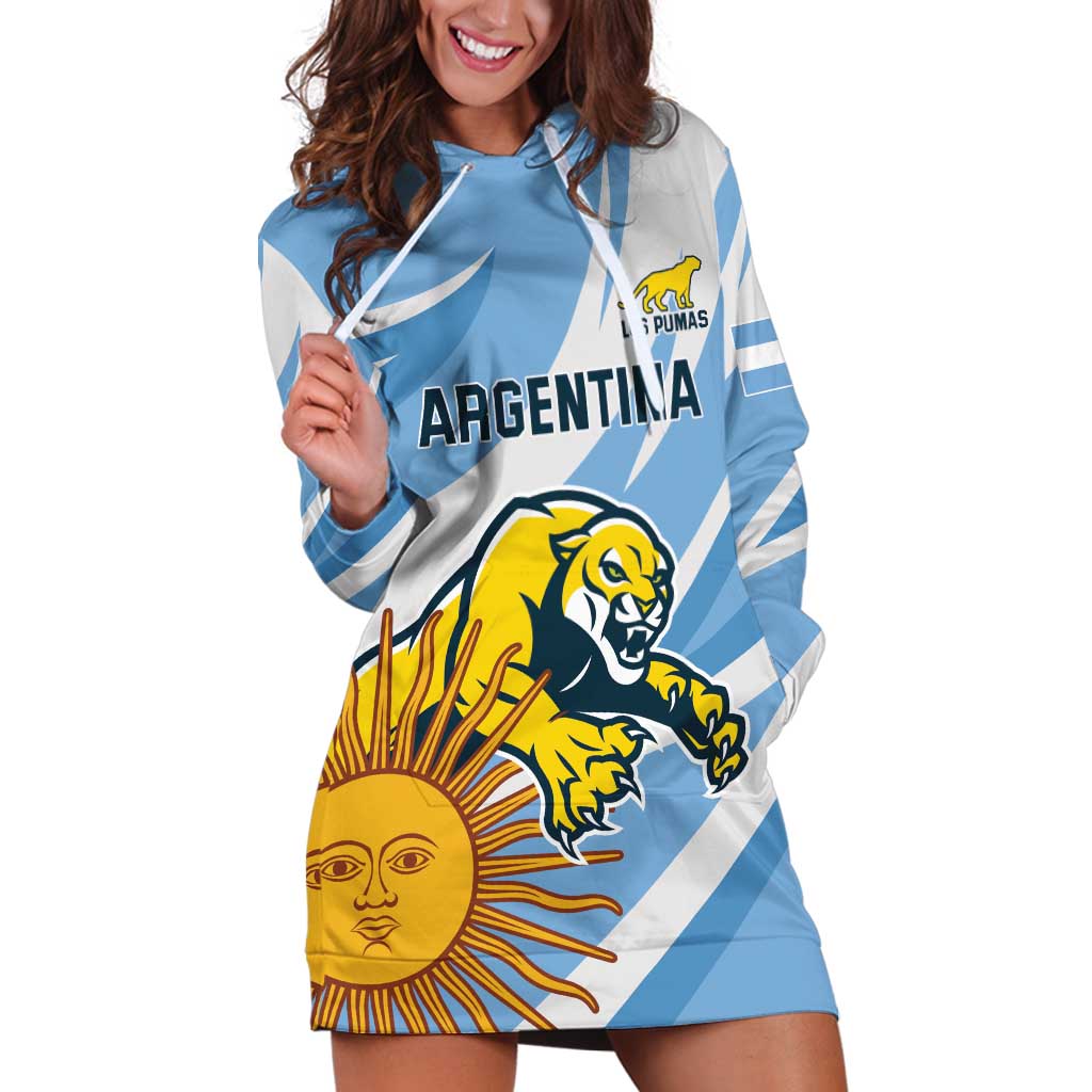 Custom Argentina Rugby Champion Hoodie Dress Los Puma with Sporty Style - Wonder Print Shop