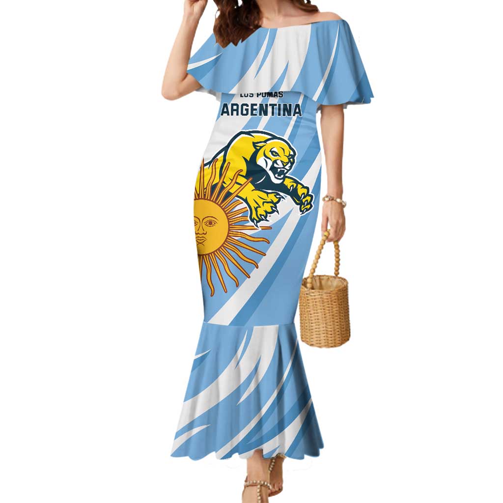 Custom Argentina Rugby Champion Mermaid Dress Los Puma with Sporty Style - Wonder Print Shop