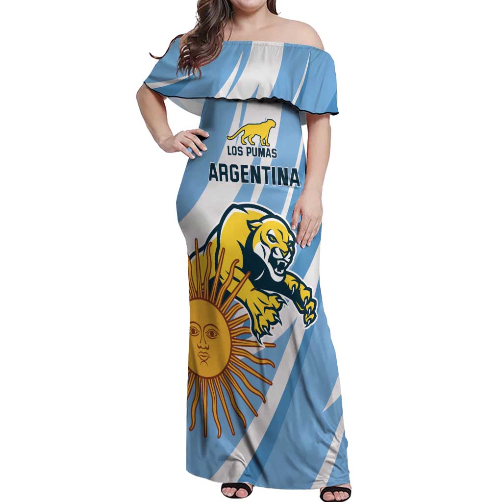 Custom Argentina Rugby Champion Off Shoulder Maxi Dress Los Puma with Sporty Style - Wonder Print Shop