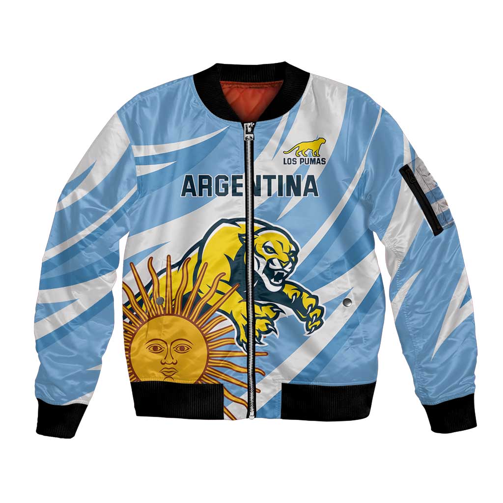 Custom Argentina Rugby Champion Sleeve Zip Bomber Jacket Los Puma with Sporty Style - Wonder Print Shop