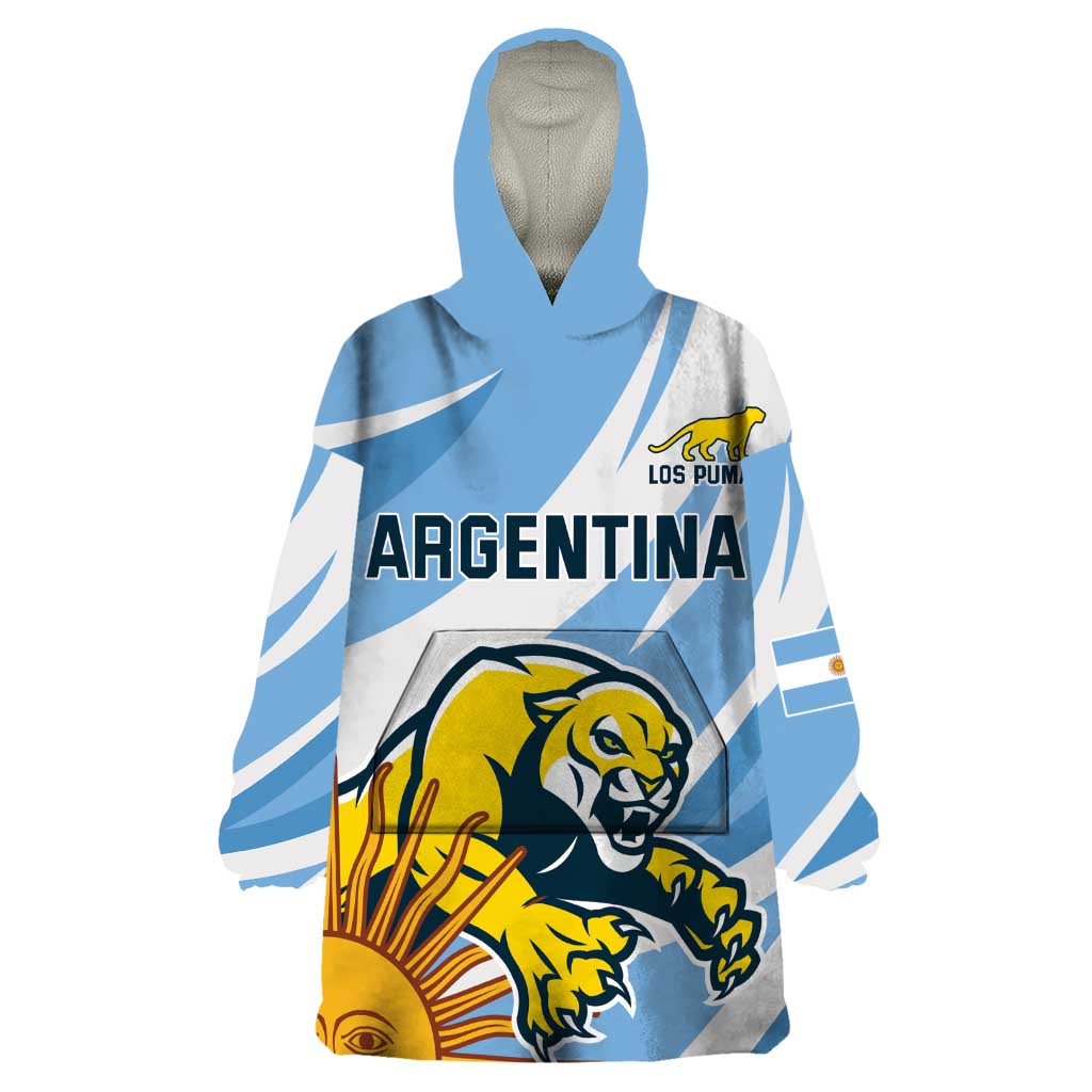 Custom Argentina Rugby Champion Wearable Blanket Hoodie Los Puma with Sporty Style - Wonder Print Shop