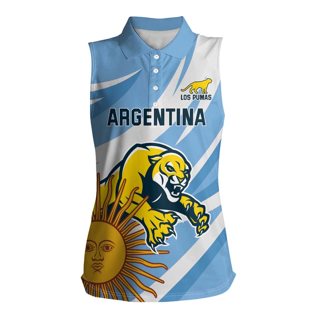 Custom Argentina Rugby Champion Women Sleeveless Polo Shirt Los Puma with Sporty Style