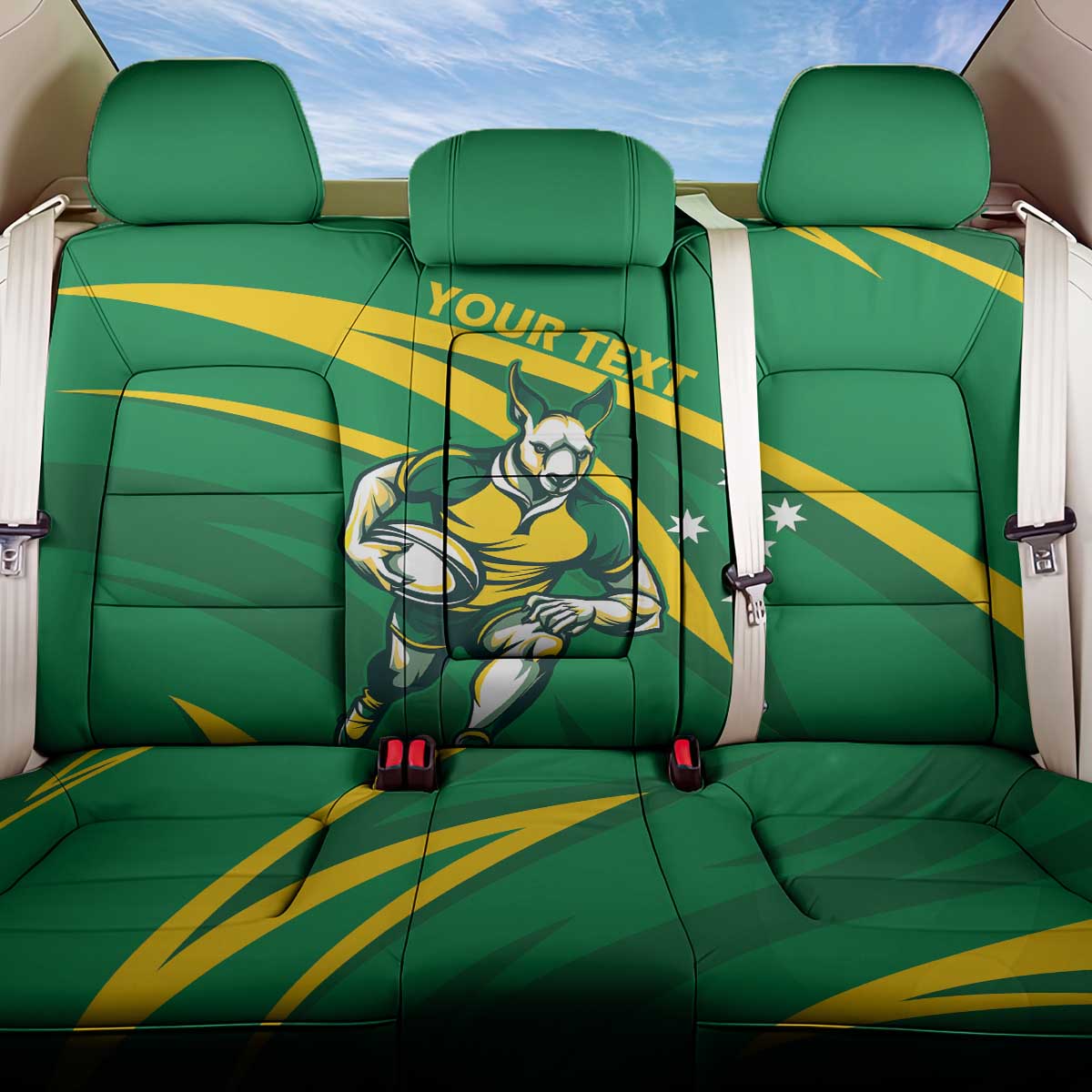 Personalized Australia Rugby Champion Back Car Seat Cover Wallabies Mascot with Sporty Style LT9 - Wonder Print Shop