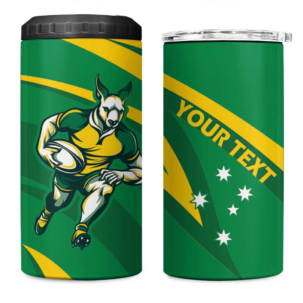 Personalized Australia Rugby Champion 4 in 1 Can Cooler Tumbler Wallabies Mascot with Sporty Style LT9 - Wonder Print Shop