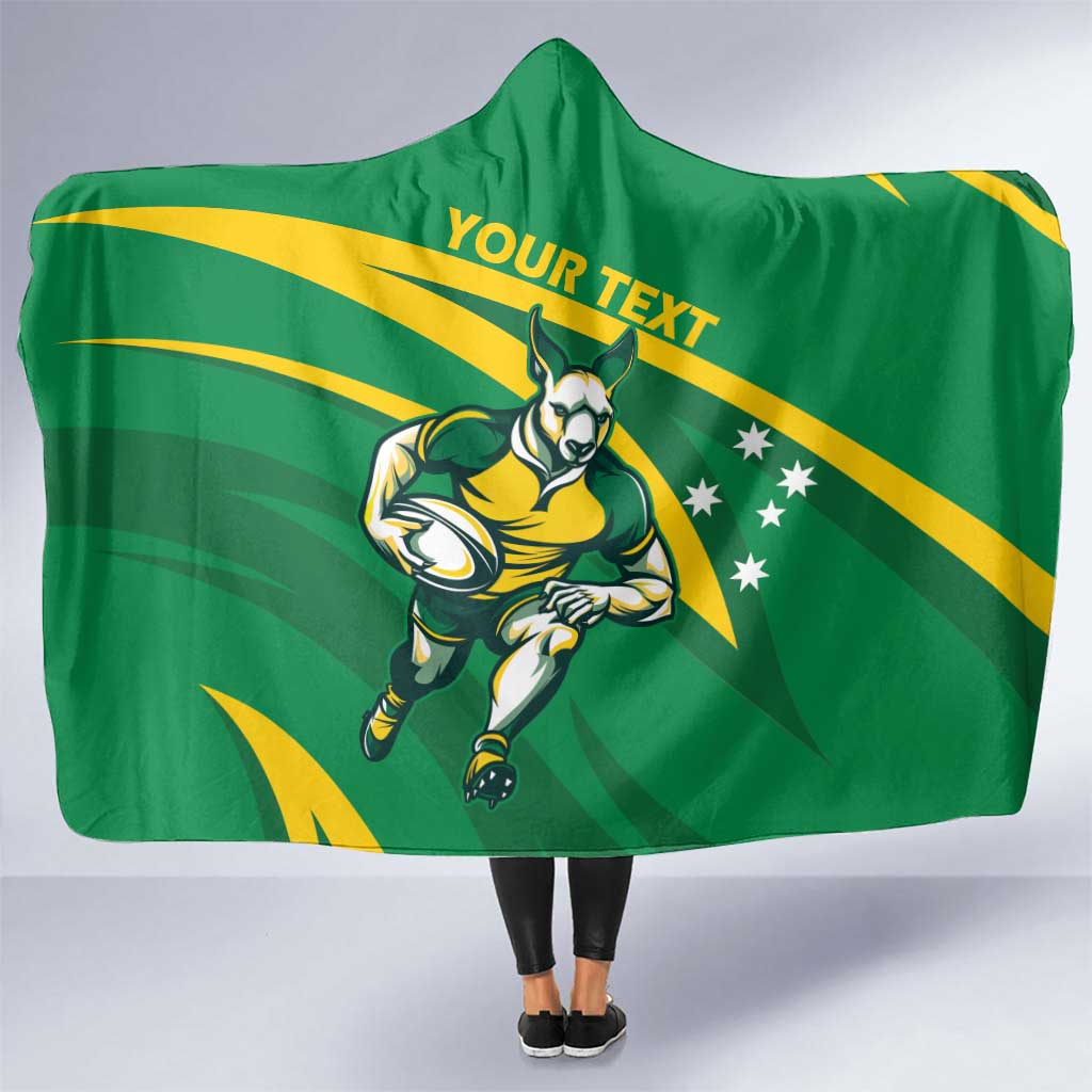 Personalized Australia Rugby Champion Hooded Blanket Wallabies Mascot with Sporty Style