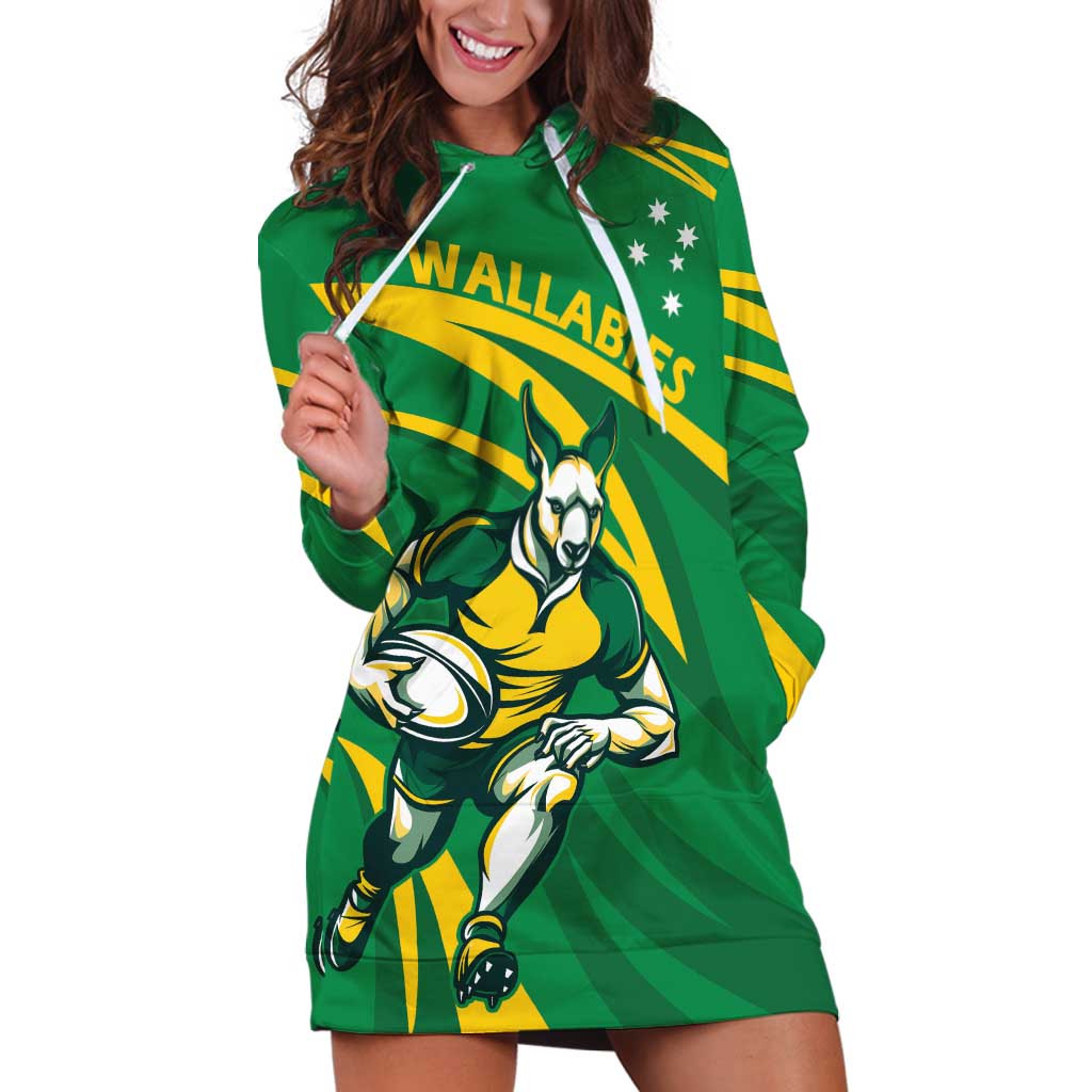 Personalized Australia Rugby Champion Hoodie Dress Wallabies Mascot with Sporty Style - Wonder Print Shop