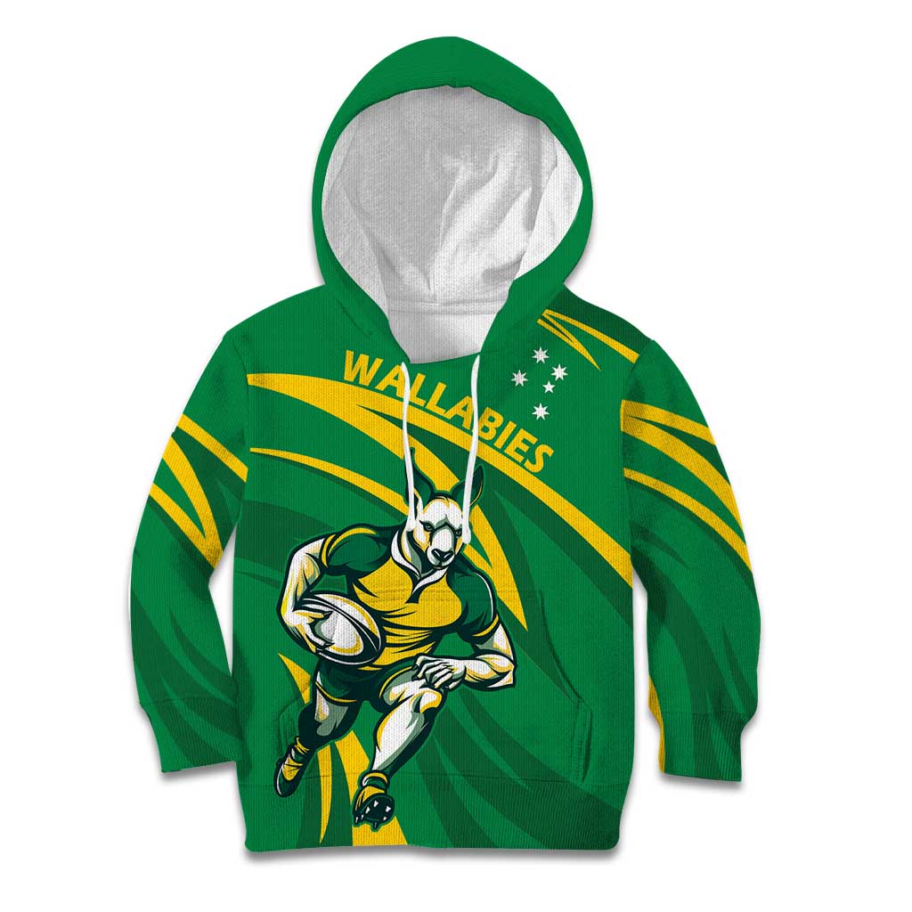 Personalized Australia Rugby Champion Kid Hoodie Wallabies Mascot with Sporty Style - Wonder Print Shop