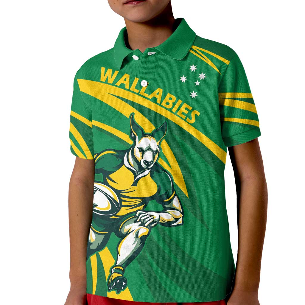 Personalized Australia Rugby Champion Kid Polo Shirt Wallabies Mascot with Sporty Style - Wonder Print Shop