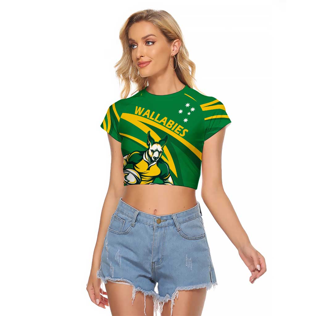 Personalized Australia Rugby Champion Raglan Cropped T Shirt Wallabies Mascot with Sporty Style