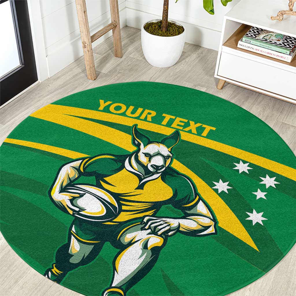 Personalized Australia Rugby Champion Round Carpet Wallabies Mascot with Sporty Style