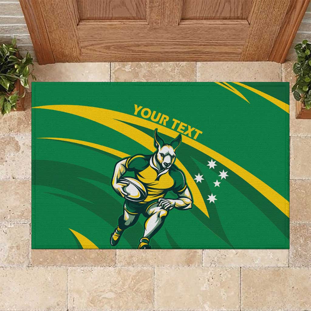 Personalized Australia Rugby Champion Rubber Doormat Wallabies Mascot with Sporty Style