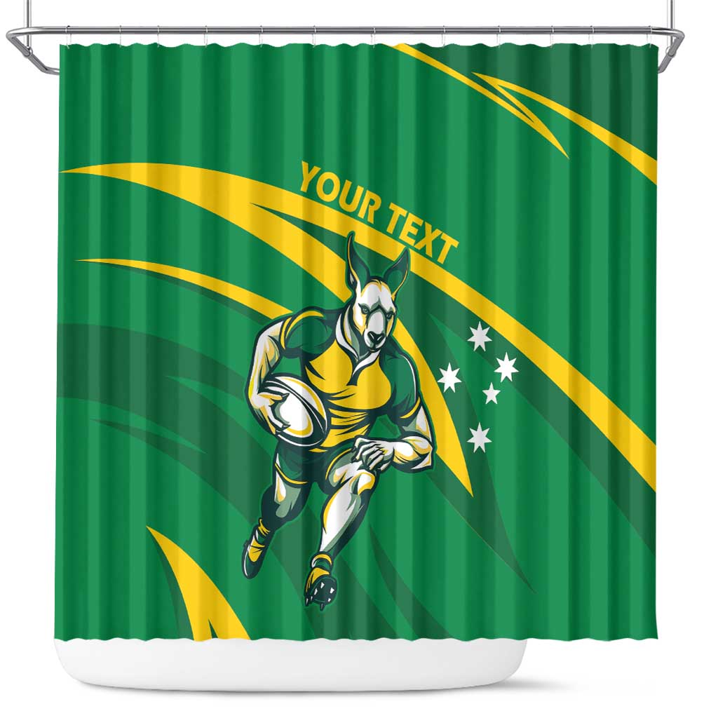 Personalized Australia Rugby Champion Shower Curtain Wallabies Mascot with Sporty Style