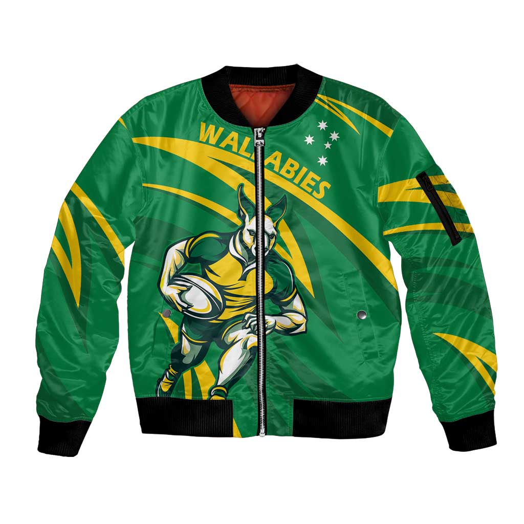 Personalized Australia Rugby Champion Sleeve Zip Bomber Jacket Wallabies Mascot with Sporty Style