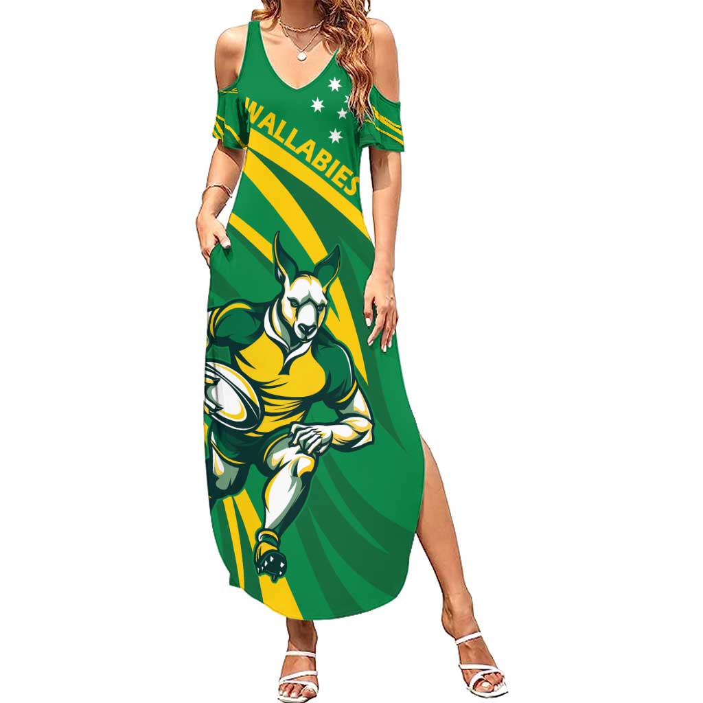 Personalized Australia Rugby Champion Summer Maxi Dress Wallabies Mascot with Sporty Style