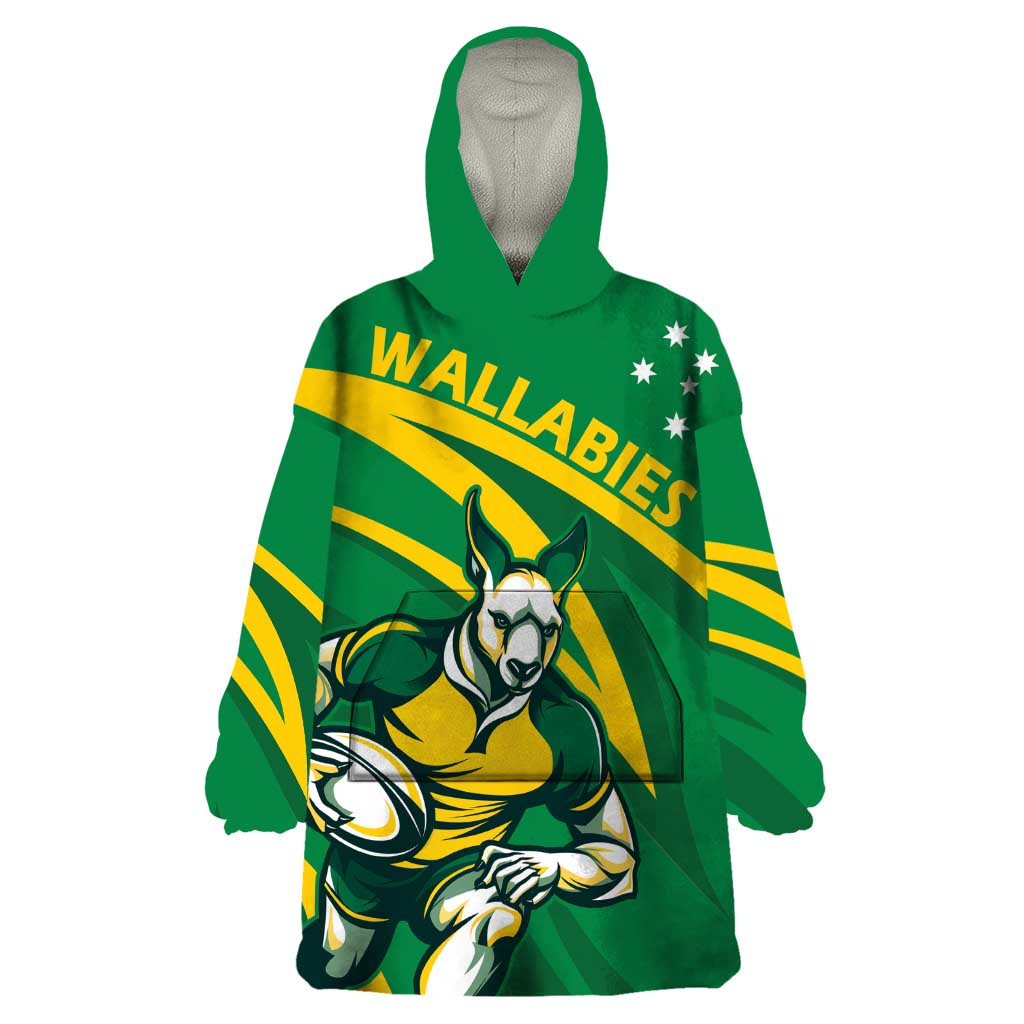 Personalized Australia Rugby Champion Wearable Blanket Hoodie Wallabies Mascot with Sporty Style