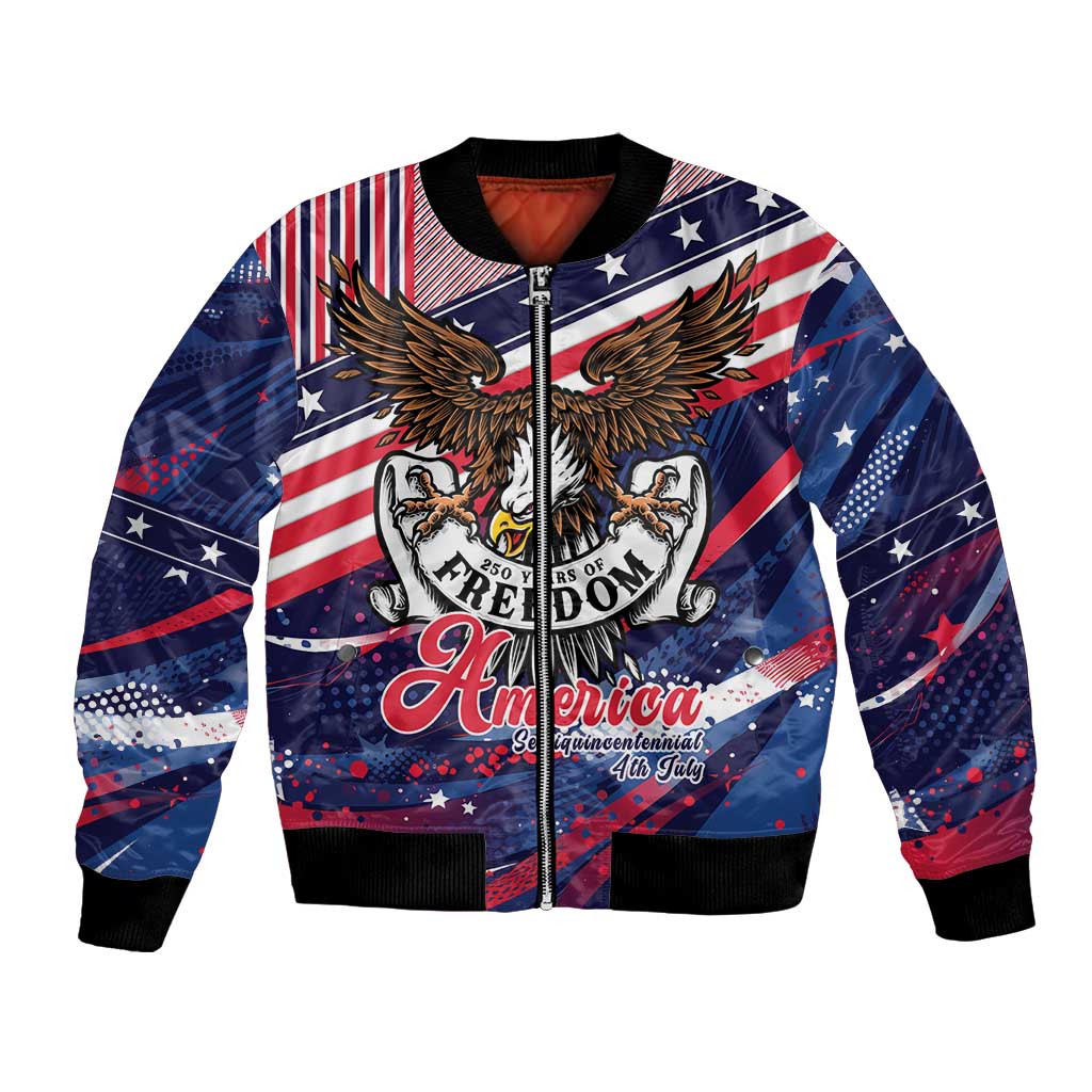250 Years Of Service Bomber Jacket Semiquincentennial USA Patriotic 4th Of July - Wonder Print Shop