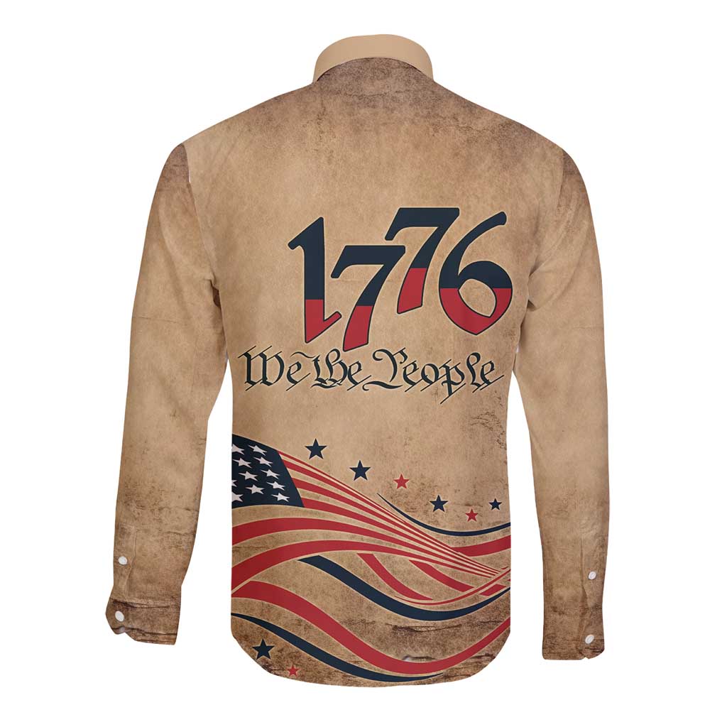 America 250th Anniversary Long Sleeve Button Shirt Eagle Us Flag July 4Th - Wonder Print Shop