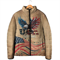 America 250th Anniversary Padded Jacket Eagle Us Flag July 4Th - Wonder Print Shop