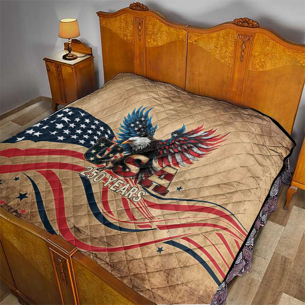 America 250th Anniversary Quilt Eagle Us Flag July 4Th - Wonder Print Shop