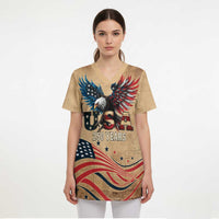 America 250th Anniversary Scrub Top Eagle Us Flag July 4Th - Wonder Print Shop